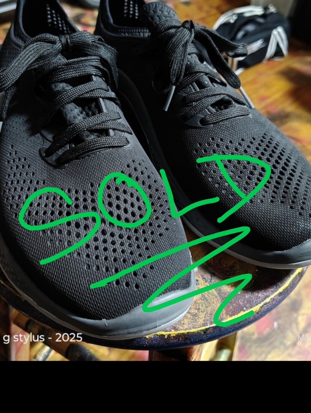 😲🔥🔥CROCS Mens All-Black Knit Athletic Sneakers,Size 13